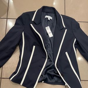 Navy blue and white women blazer size small. Never wore